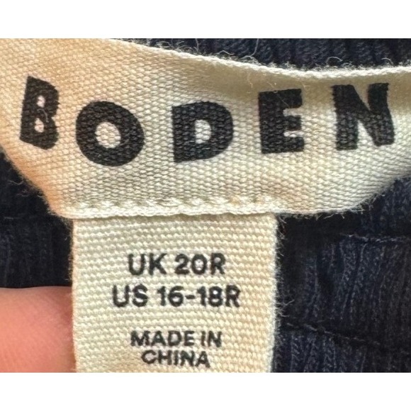 Boden Navy Smocked Trim‎ Maxi  Dress Tiered Ruffle Trim Empire Waist Size 16/18 - Picture 4 of 9